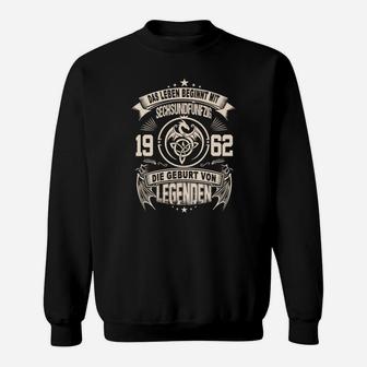 Vintage 1962 Legenden Geburtsjahr Sweatshirt, Retro Schwarz Tee - Seseable