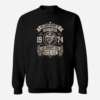 Vintage 1974 Geburtstags-Sweatshirt, Retro Legendäres Jahrgang Tee - Seseable