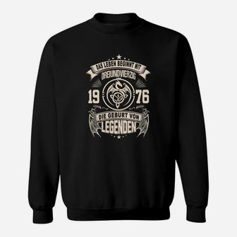 Vintage 1976 Geburt von Legenden Sweatshirt, Retro Design Schwarz - Seseable