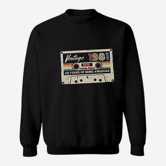 Vintage 1981 Retro Cassette Made In 1981 41st Birthday Sweat Shirt - Seseable