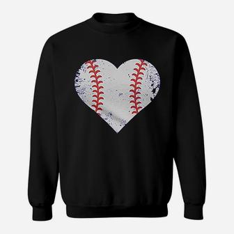 Vintage Baseball Heart Ladies Sweat Shirt - Seseable