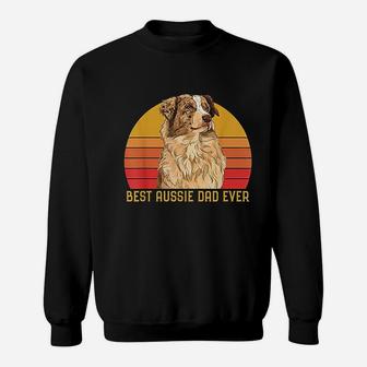 Vintage Best Aussie Dad Ever Papa Australian Shepherd Dog Sweat Shirt - Seseable
