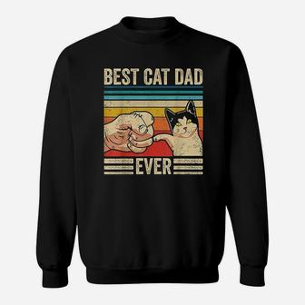 Vintage Best Cat Dad Ever Bump Fit Fathers Day Gifts Sweat Shirt - Seseable