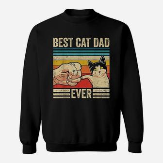 Vintage Best Cat Dad Ever Bump Fit Fathers Day Gifts Sweat Shirt - Seseable