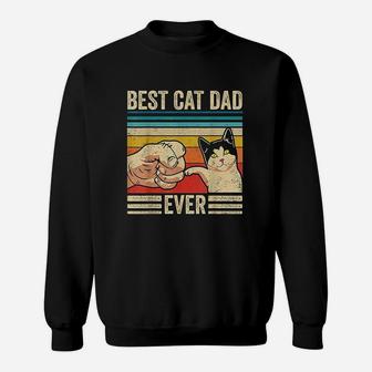 Vintage Best Cat Dad Ever Bump Fit Fathers Day Sweat Shirt - Seseable