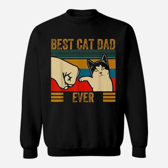 Vintage Best Cat Dad Ever Men Bump Fit Fathers Day Sweat Shirt - Seseable