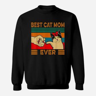Vintage Best Cat Mom Ever Funny Gifts For Mom Sweat Shirt - Seseable