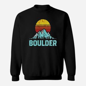 Vintage Boulder, Colorado Retro Distressed Mountains Tee Sweat Shirt - Seseable