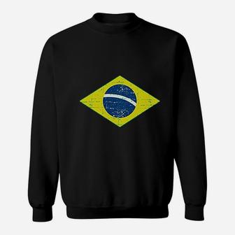 Vintage Brazil Flag Retro Style Brazilian Sweat Shirt - Seseable