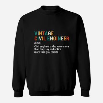 Vintage Civil Engineer Definition Noun Cool Engineering Sweat Shirt - Seseable