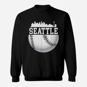 Vintage Downtown Seattle Baseball Retro Washington Sweat Shirt - Seseable