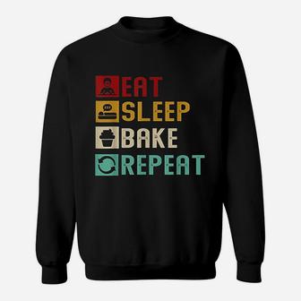 Vintage Eat Sleep Bake Repeat Funny Baking Baker Bakery Gift Sweat Shirt - Seseable