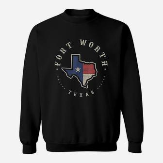 Vintage Fort Worth Texas State Flag Map Souvenir Gift Sweat Shirt - Seseable