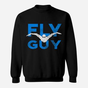 Vintage Graphic Fly Guy Swimming Art Sweat Shirt - Seseable