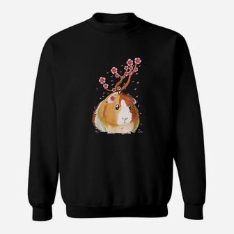 Vintage Guinea Pig Japanese Cherry Blossom Flower Gift Sweat Shirt - Seseable