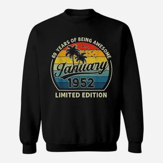 Vintage January 1952 Retro 70 Years Old 70th Birthday Gift Sweat Shirt - Seseable