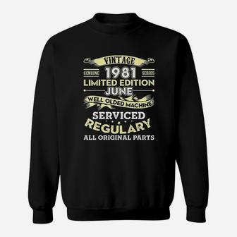 Vintage June 1981 41 Years Old Birthday Gift Sweat Shirt - Seseable