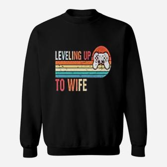 Vintage Leveling Up To Wife Engagement Party Sweat Shirt - Seseable