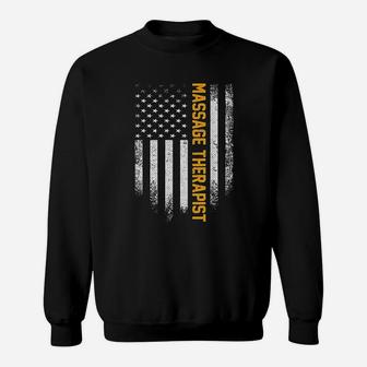 Vintage Massage Therapist Distressed American Flag Patriotic Sweat Shirt | Seseable CA