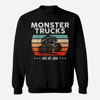 Vintage Monster Truck Are My Jam Retro Sunset Cool Engine Sweat Shirt - Seseable