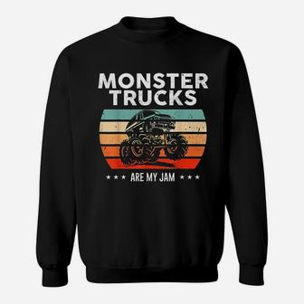Vintage Monster Truck Are My Jam Retro Sunset Cool Engines Sweat Shirt - Seseable