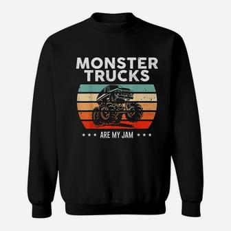 Vintage Monster Truck Are My Jam Retro Sunset Cool Engines Sweat Shirt - Seseable