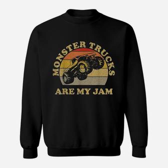 Vintage Monster Trucks Are My Jam Retro Sunset Design Sweat Shirt - Seseable