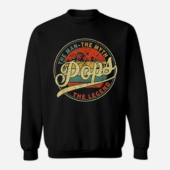 Vintage Pops Man Myth Legend Daddy Grandpa Gift Ideas Family T-Shirt Sweat Shirt - Seseable