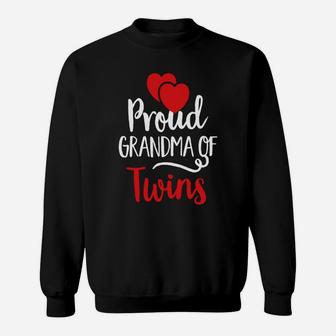 Vintage Red Hearts Love Proud Grandma Of Twins Sweat Shirt - Seseable