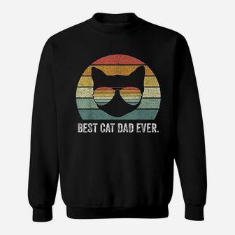 Vintage Retro Best Cat Dad Ever Funny Cat Dad Father Sweat Shirt - Seseable