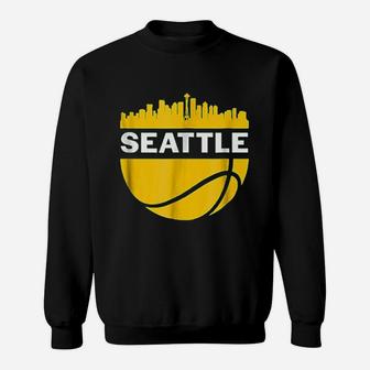 Vintage Seattle Washington Cityscape Basketball Sweat Shirt - Seseable