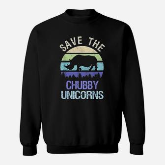 Vintage Sunset Save The Chubby Unicorns Fat Rhino Gift Sweat Shirt - Seseable