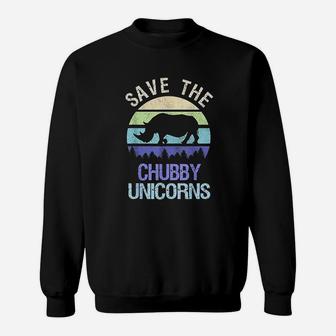 Vintage Sunset Save The Chubby Unicorns Fat Rhino Gift Sweat Shirt - Seseable
