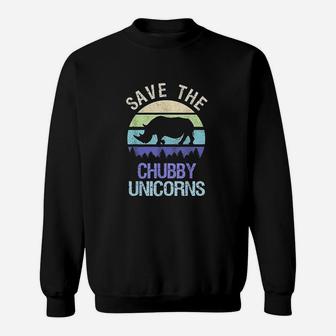 Vintage Sunset Save The Chubby Unicorns Fat Rhino Sweat Shirt - Seseable