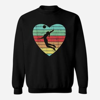 Vintage Valentines Day Heart Gifts Volleyball Player Girl Sweat Shirt - Seseable