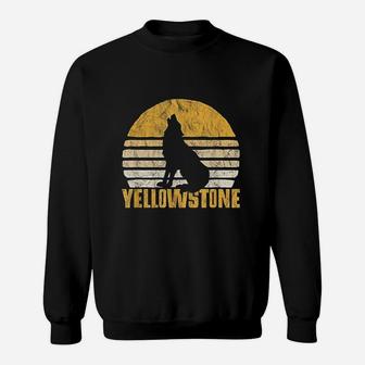 Vintage Yellowstone National Park Wolf Retro Graphic Sweat Shirt - Seseable