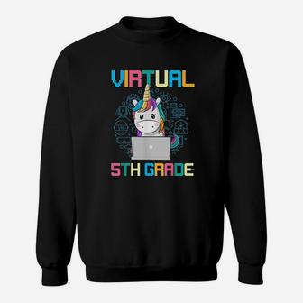 Virtual 5th Grader Back To School Online Teaching Teacher Sweat Shirt - Seseable