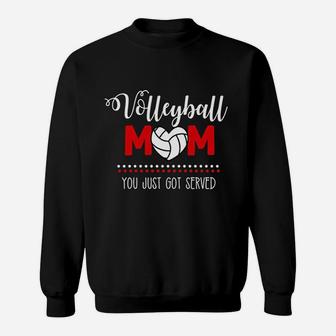 Volleyball Mom Game Red Girl Sports Heart Ball Gift Sweat Shirt - Seseable