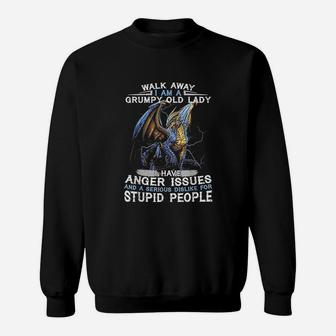 Walk Away I Am A Grumpy Old Lady I Have Anger Issues Sweatshirt - Seseable