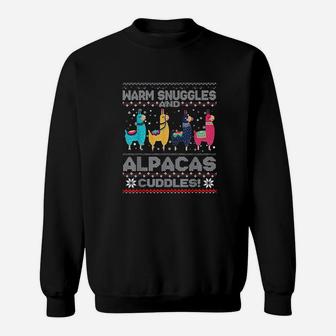 Warm Snuggles And Alpacas Cuddles Christmas Ugly Sweat Shirt - Seseable