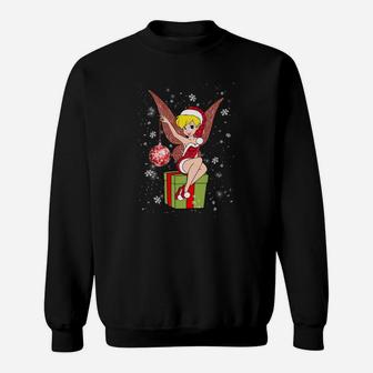 Weihnachts-Sweatshirt mit festlichem Feen-Design in Schwarz, Festtagsmode - Seseable