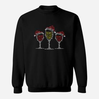 Weinliebhaber Sweatshirt mit glitzernden Weingläsern, Stilvolles Mode-Design - Seseable