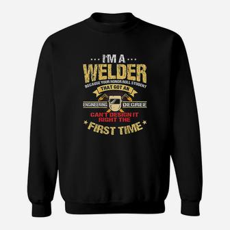 Welder Gifts Funny Welding Image On Back Of Sweatshirt - Seseable