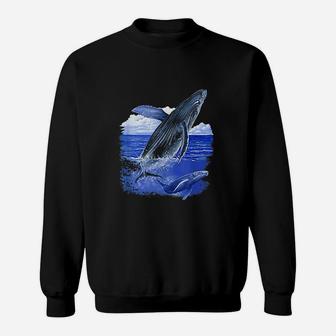 Whale With Baby Whale Sea Life Ocean Water Gift Sweat Shirt - Seseable