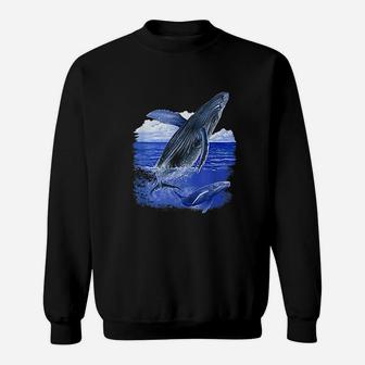 Whale With Baby Whale Sea Life Ocean Water Gift Sweat Shirt - Seseable