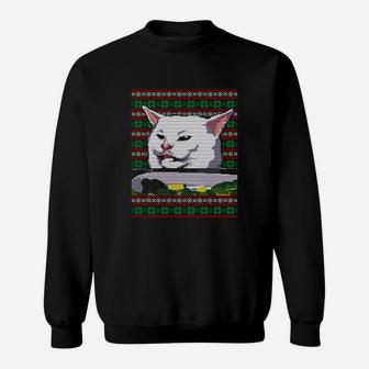 White Cat Christmas Sweat Shirt - Seseable