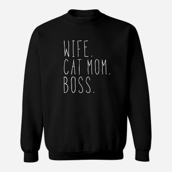 Wife Cat Mom Boss Funny Mothers Day Gift Sweat Shirt - Seseable