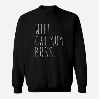 Wife Cat Mom Boss Sweat Shirt - Seseable