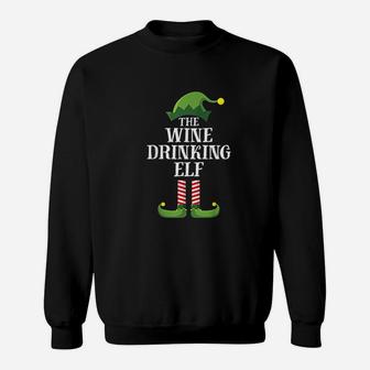 Wine Drinking Elf Matching Family Group Christmas Sweat Shirt - Seseable