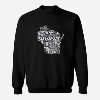 Wisconsin Home State I Love Wisconsin Vintage Sweat Shirt - Seseable